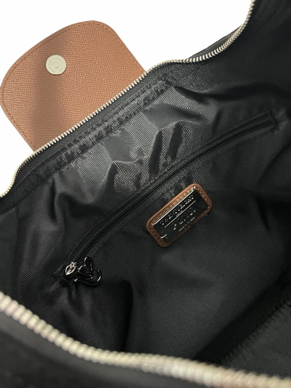 Black Suede 2 Way Bag with Brown Leather Trim and Strap - Picture 9 of 11